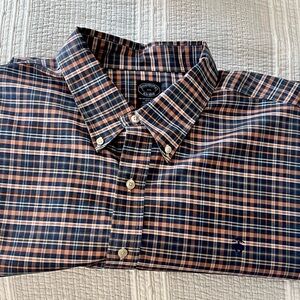 Brooks Brothers Blue and Peach Checkered Shirt